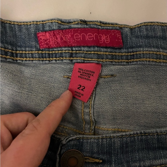 Pure Energy plus size 22 Jean denim cuffed Bermuda shorts vintage destructed - Picture 6 of 7